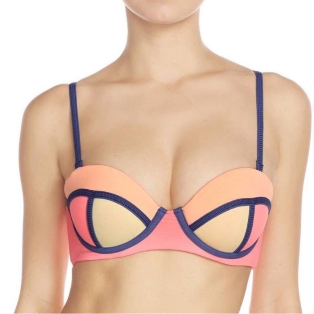 NEW NWT Maaji Flamingo Timbers Underwire Bikini Top Swim Pink Orange Cupped L